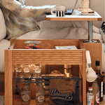 Elegant Tea Table: White Natural Wood with Sintered Stone & Cherry Wood Accents, Stainless Steel Frame fyg-668