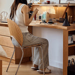 Elegant Cherry Wood Vanity Table with Multi-Layer Board and Glass Top fyg-670