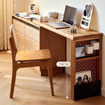 Elegant Cherry Wood Vanity Table with Multi-Layer Board and Glass Top fyg-670