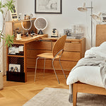 Elegant Cherry Wood Vanity Table with Multi-Layer Board and Glass Top fyg-670