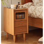 Elegant Bedside Cupboard with Glass Door - Cherry & Tung Wood Finish fyg-674