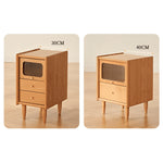 Elegant Bedside Cupboard with Glass Door - Cherry & Tung Wood Finish fyg-674