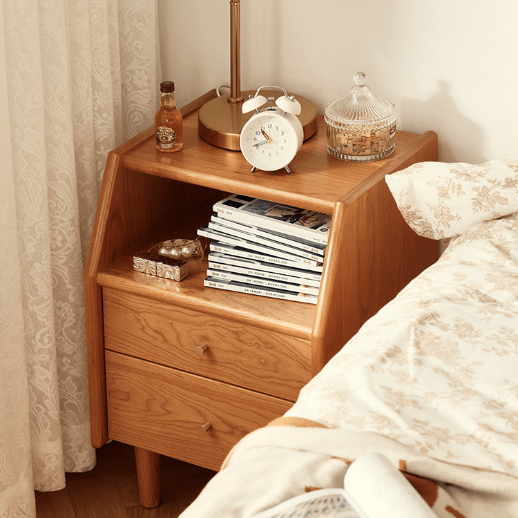 Elegant Bedside Cupboard in Rich Cherry, Tung, and Red Oak Wood Finishes fyg-675