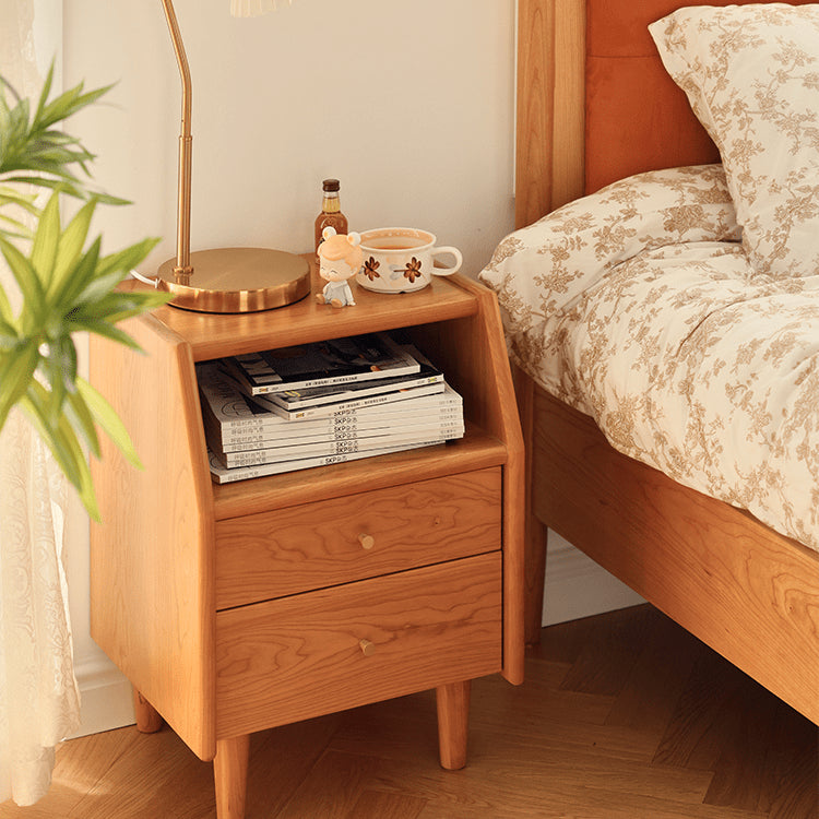 Elegant Bedside Cupboard in Rich Cherry, Tung, and Red Oak Wood Finishes fyg-675