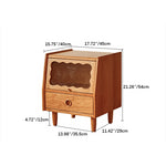 Elegant Cherry Wood Bedside Cupboard with Glass and Rattan Accents fyg-676