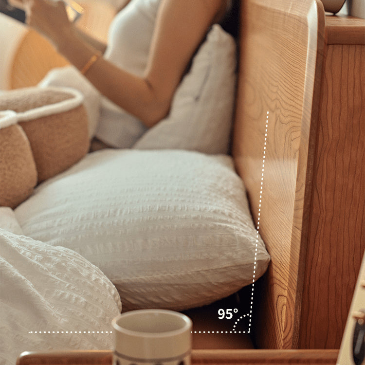 Handcrafted Cherry Wood and Pine Bed with Stainless Steel Accents - Luxurious Natural Finish fyg-677