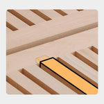 Handcrafted Cherry Wood and Pine Bed with Stainless Steel Accents - Luxurious Natural Finish fyg-677