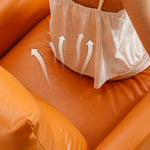 Modern Sofa - Orange & Light Gray with Yellow Accents, Sturdy Particle Board & Metal Frame, Durable Silicon Fill, Scratch-Resistant Fabric fykl-425