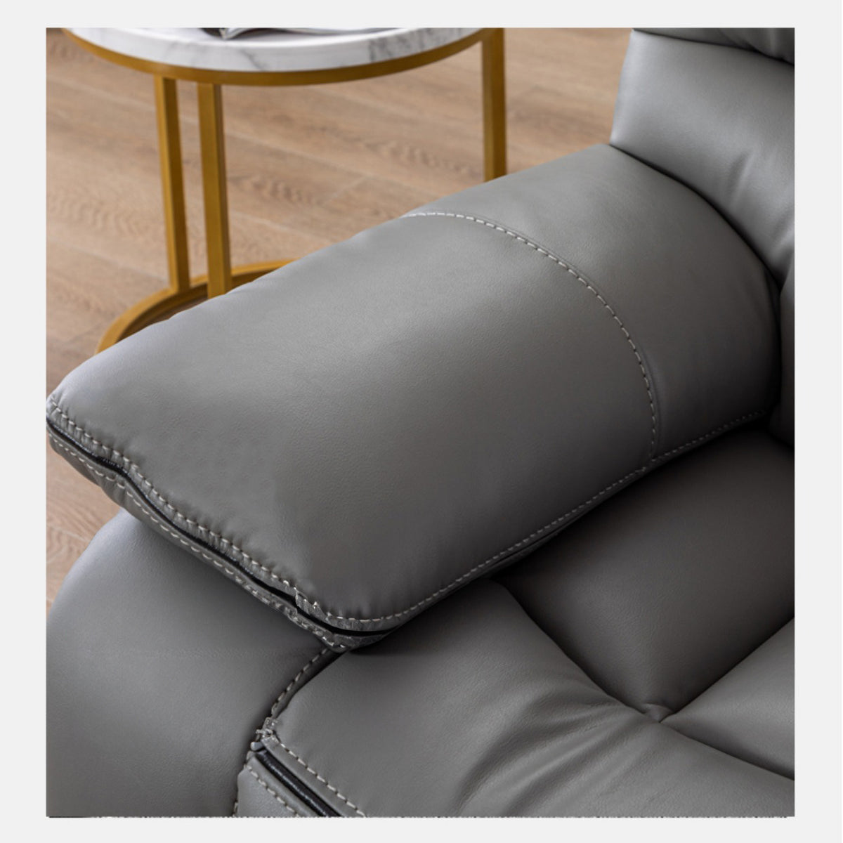 Modern Sofa with Gray Techno Fabric, Metal Frame, and Silicon Fill for Ultimate Comfort fykl-436
