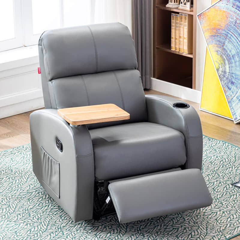 Modern Sofa with Nano Leather and Silicon Fill - Premium Gray, Orange, Off White, Khaki Colors, Elm Wood and Metal Frame fykl-437