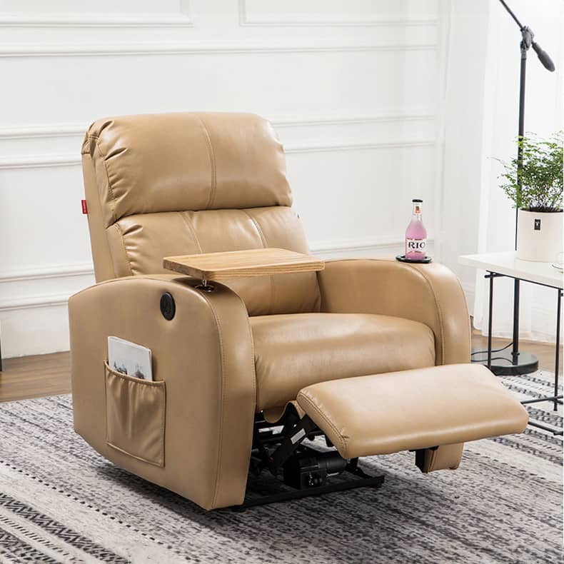 Modern Sofa with Nano Leather and Silicon Fill - Premium Gray, Orange, Off White, Khaki Colors, Elm Wood and Metal Frame fykl-437