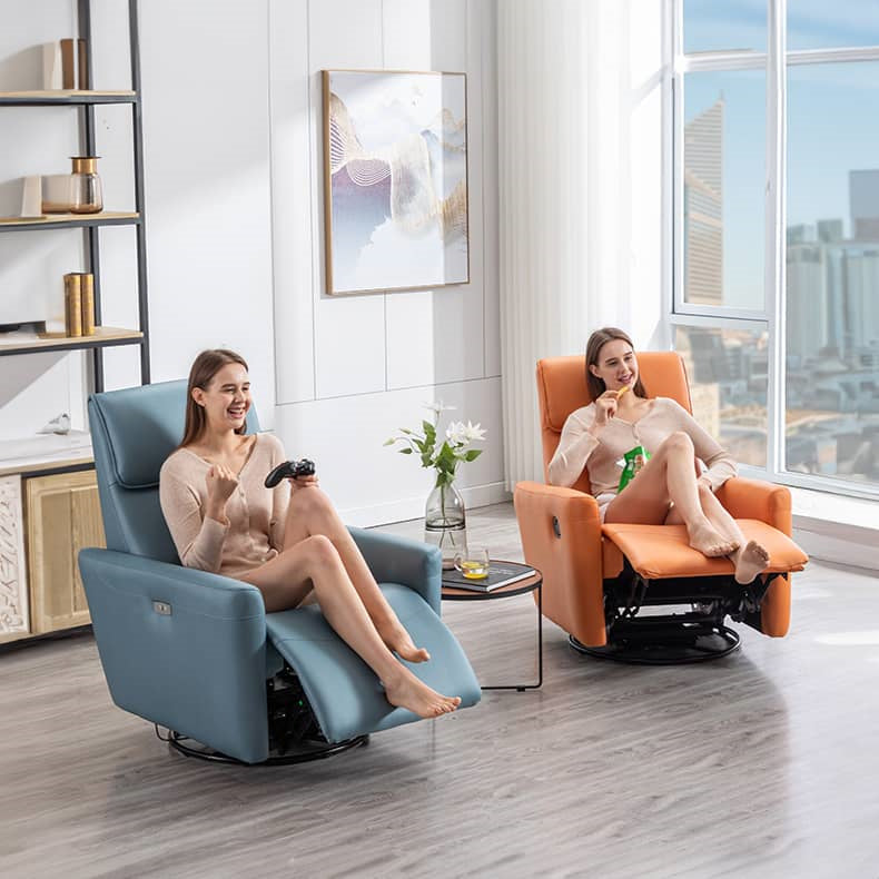 Stylish Techno Fabric Sofa - Vibrant Orange, Blue & Gray with Durable Metal Frame fykl-441