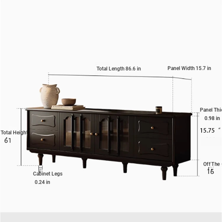 Stylish Black TV Cabinet with Elegant Acrylic Accents and Ample Storage fymj-4842