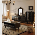 Stylish Black TV Cabinet with Elegant Acrylic Accents and Ample Storage fymj-4842