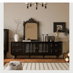 Stylish Black TV Cabinet with Elegant Acrylic Accents and Ample Storage fymj-4842