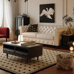 Chic Tempered Glass Tea Table with Elegant Storage Drawers - Modern Coffee Table for Living Room Décor fymj-4843