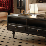 Chic Tempered Glass Tea Table with Elegant Storage Drawers - Modern Coffee Table for Living Room Décor fymj-4843