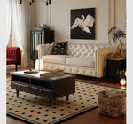 Chic Tempered Glass Tea Table with Elegant Storage Drawers - Modern Coffee Table for Living Room Décor fymj-4843