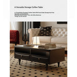 Chic Tempered Glass Tea Table with Elegant Storage Drawers - Modern Coffee Table for Living Room Décor fymj-4843