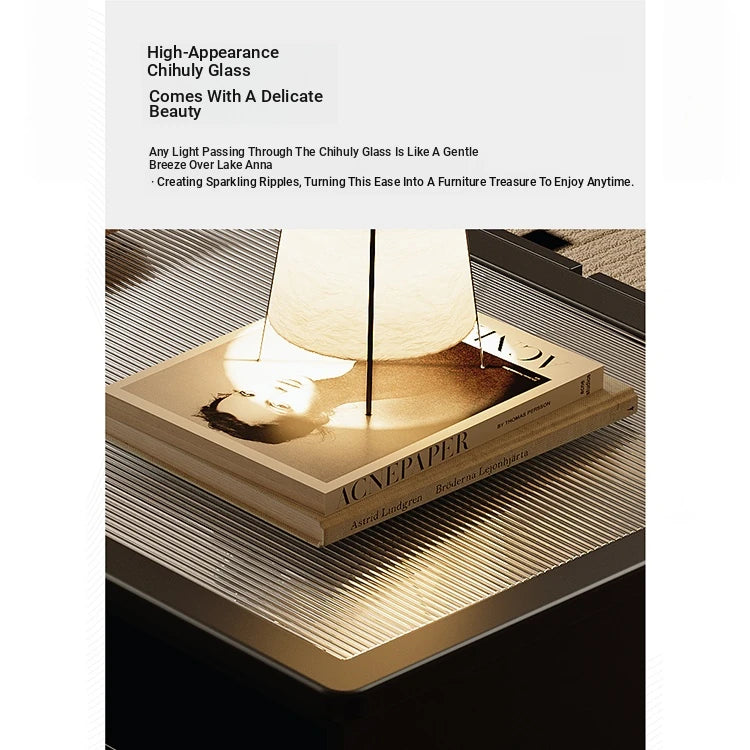 Chic Tempered Glass Tea Table with Elegant Storage Drawers - Modern Coffee Table for Living Room Décor fymj-4843