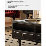 Chic Tempered Glass Tea Table with Elegant Storage Drawers - Modern Coffee Table for Living Room Décor fymj-4843