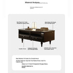 Chic Tempered Glass Tea Table with Elegant Storage Drawers - Modern Coffee Table for Living Room Décor fymj-4843