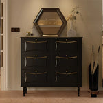 Elegant Black Cabinet with Gold Accents – Stylish Storage Solution for Modern Interiors fymj-4844
