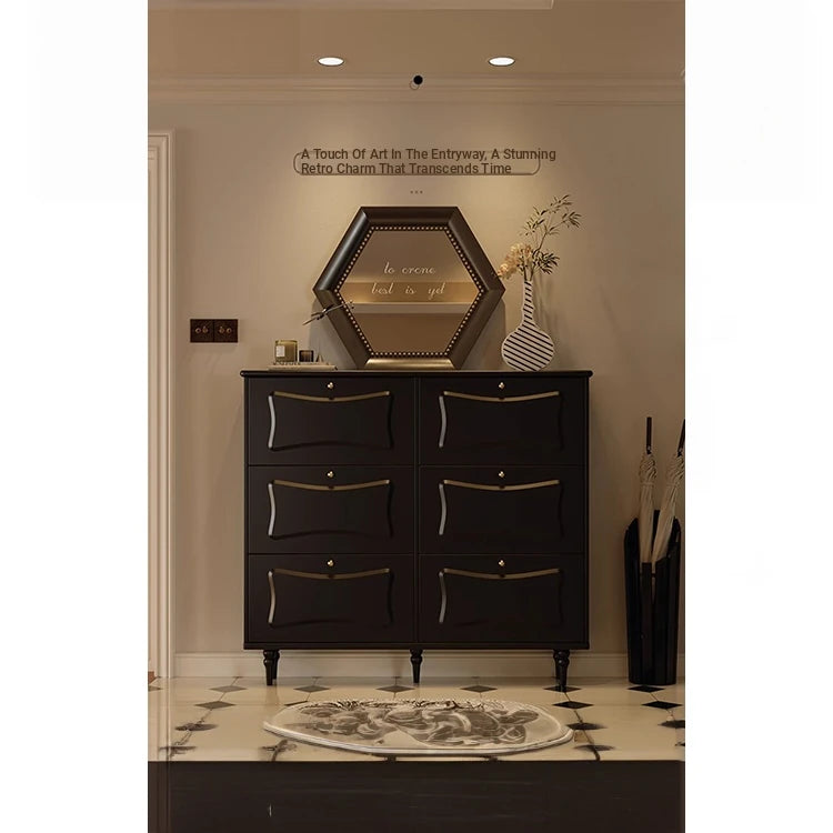 Elegant Black Cabinet with Gold Accents – Stylish Storage Solution for Modern Interiors fymj-4844