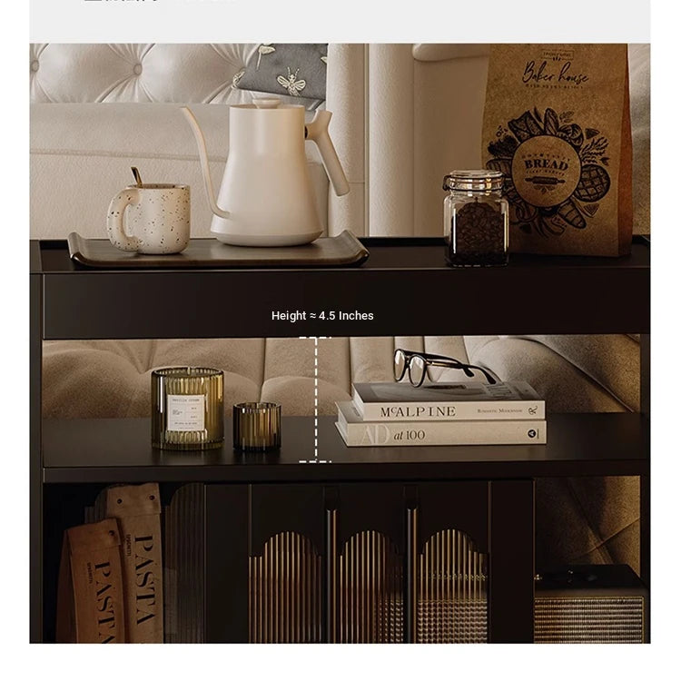 Stylish Rolling Tea Table with Tempered Glass Top and Acrylic Details - Modern Home Bar Cart with Storage Compartments fymj-4845