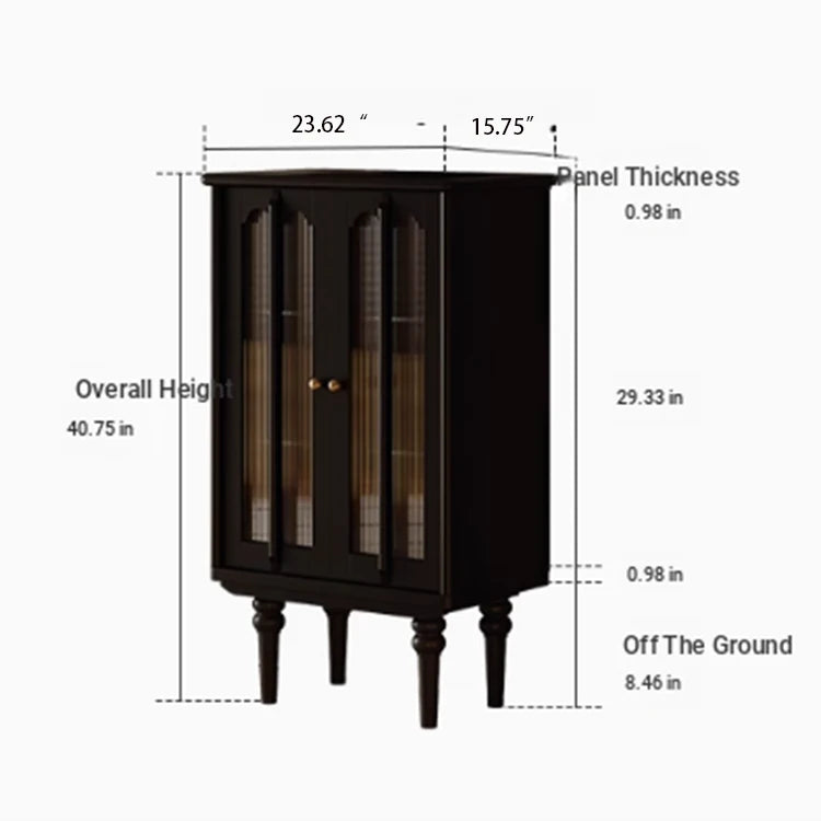 Elegant Black Cabinet with Arched Glass Panels - Stylish Storage Solution for Modern Homes fymj-4847