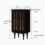 Elegant Black Cabinet with Arched Glass Panels - Stylish Storage Solution for Modern Homes fymj-4847
