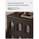 Elegant Black Cabinet with Arched Glass Panels - Stylish Storage Solution for Modern Homes fymj-4847