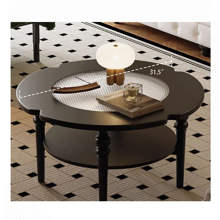 Stylish Round Coffee Table with Tempered Glass Top and Elegant Black Finish for Modern Living Rooms fymj-4849