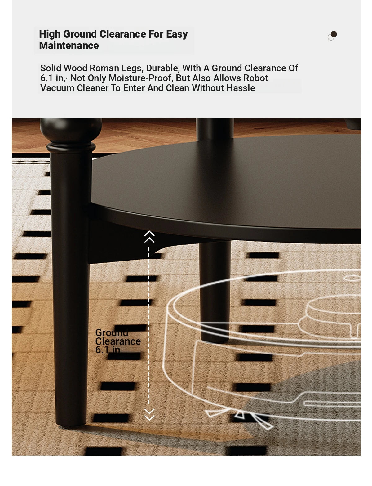 Stylish Round Coffee Table with Tempered Glass Top and Elegant Black Finish for Modern Living Rooms fymj-4849