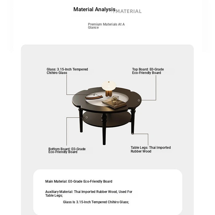 Stylish Round Coffee Table with Tempered Glass Top and Elegant Black Finish for Modern Living Rooms fymj-4849