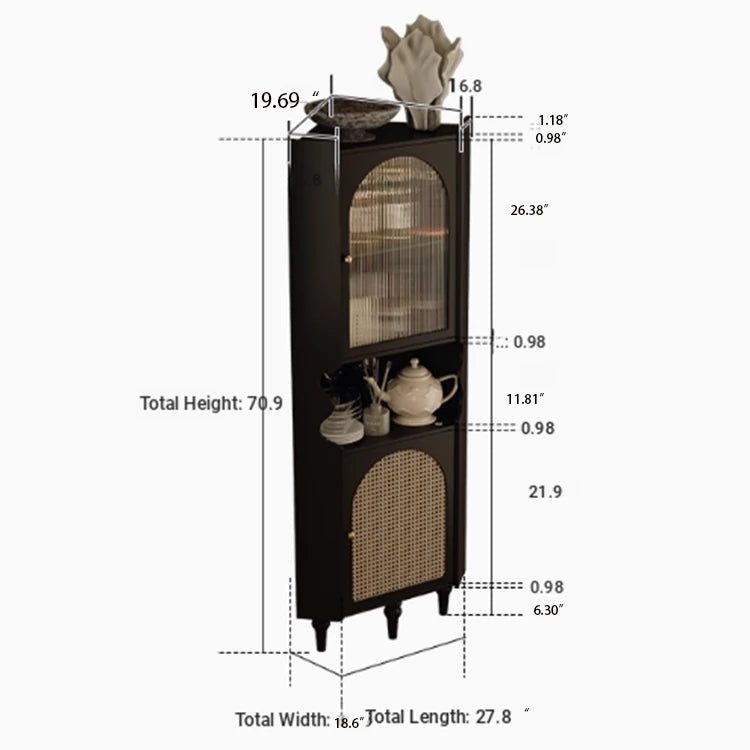 Elegant Black Cabinet with Acrylic Rattan Weaving Design – Stylish Storage Solution for Any Room fymj-4851