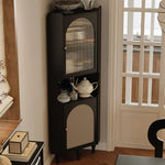 Elegant Black Cabinet with Acrylic Rattan Weaving Design – Stylish Storage Solution for Any Room fymj-4851