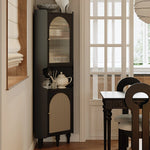 Elegant Black Cabinet with Acrylic Rattan Weaving Design – Stylish Storage Solution for Any Room fymj-4851
