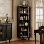 Elegant Black Cabinet with Acrylic Rattan Weaving Design – Stylish Storage Solution for Any Room fymj-4851
