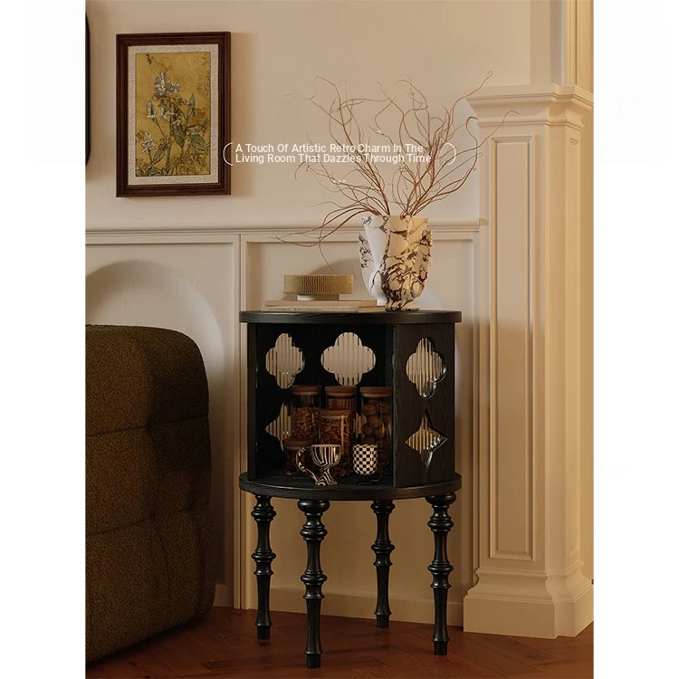 Elegant Multi-Layer Board Tea Table with Glass and Red Oak Finish – Stylish Accent for Any Living Space fymj-4852