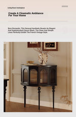 Elegant Multi-Layer Board Cabinet in Glass and Red Oak - Stylish Storage Solution for Modern Interiors fymj-4853