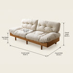 Nordic Cream Style Fabric Sofa, Khaki Straight Couch with Solid Wood Frame for Small Spaces fyx-826