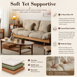 Nordic Cream Style Fabric Sofa, Khaki Straight Couch with Solid Wood Frame for Small Spaces fyx-826