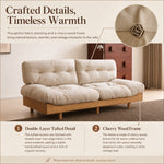 Nordic Cream Style Fabric Sofa, Khaki Straight Couch with Solid Wood Frame for Small Spaces fyx-826