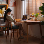 Exquisite Cherry Wood Table with Sleek Stainless Steel Accents fyx-832