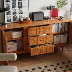 Elegant Brown Cherry Wood Cabinet with Distinctive Copper Accents - Natural Wood Finish fyx-850