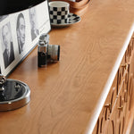 Elegant Brown Cherry Wood Cabinet with Distinctive Copper Accents - Natural Wood Finish fyx-850