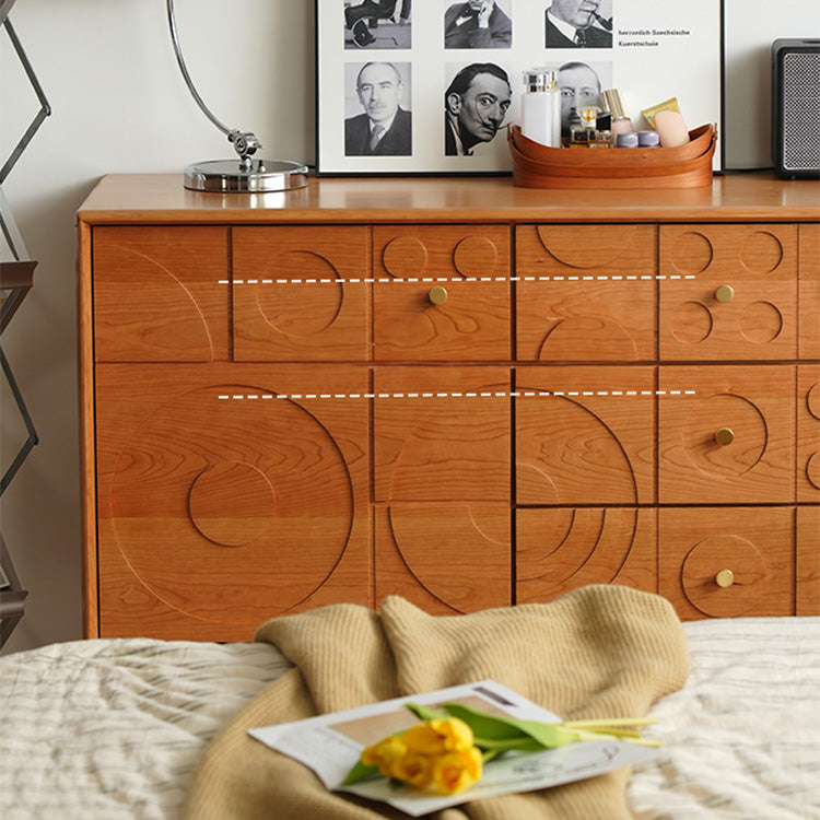 Elegant Brown Cherry Wood Cabinet with Distinctive Copper Accents - Natural Wood Finish fyx-850