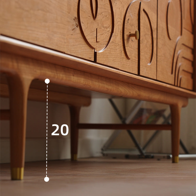 Elegant Brown Cherry Wood Cabinet with Distinctive Copper Accents - Natural Wood Finish fyx-850