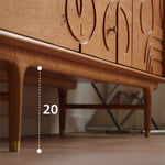 Elegant Brown Cherry Wood Cabinet with Distinctive Copper Accents - Natural Wood Finish fyx-850